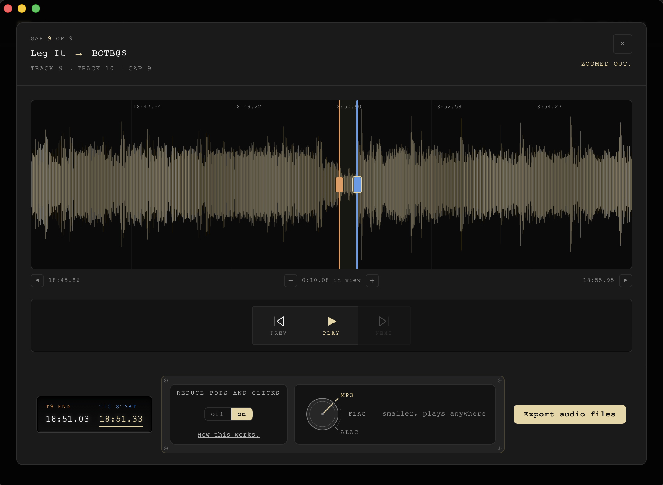 Refining a cut on the waveform